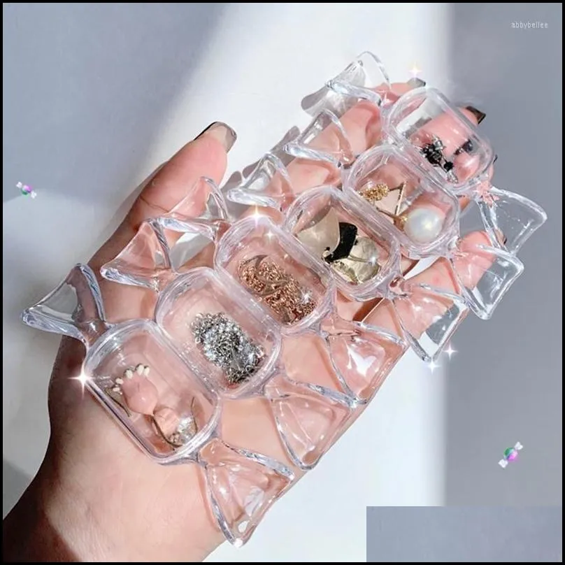 storage bags candy shape mini box jewelry necklace organizer plastic clear earring portable bin home
