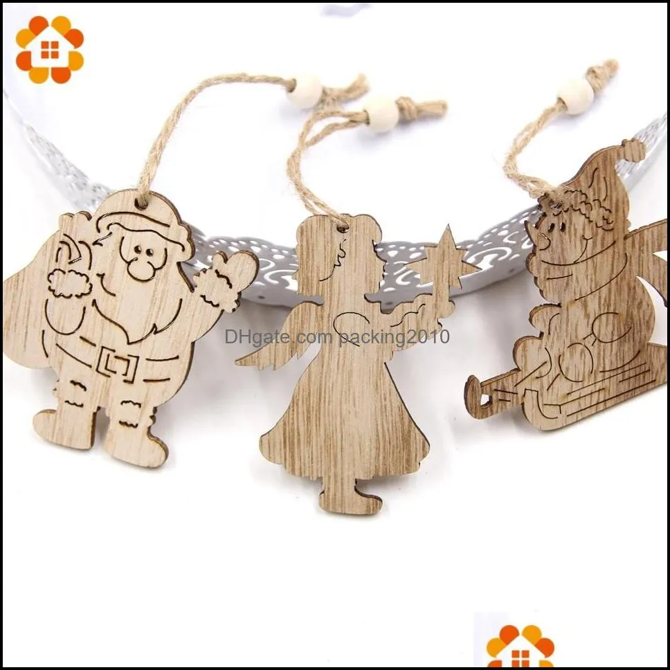 lovely european christmas wooden pendants ornaments wood craft christmas tree ornaments decorations kids toys hanging gifts