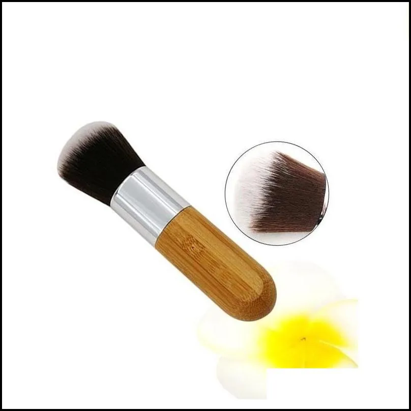 professional bamboo foundation brush powder concealer liquid foundation blush angled flat top base liquid cosmetics fy5572