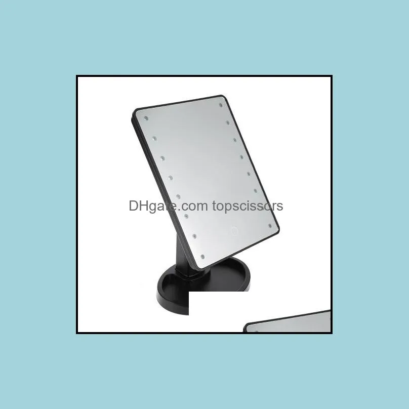 360 degree rotation touch screen makeup mirror with 16 / 22 led lights professional vanity mirror table desktop make up mirror