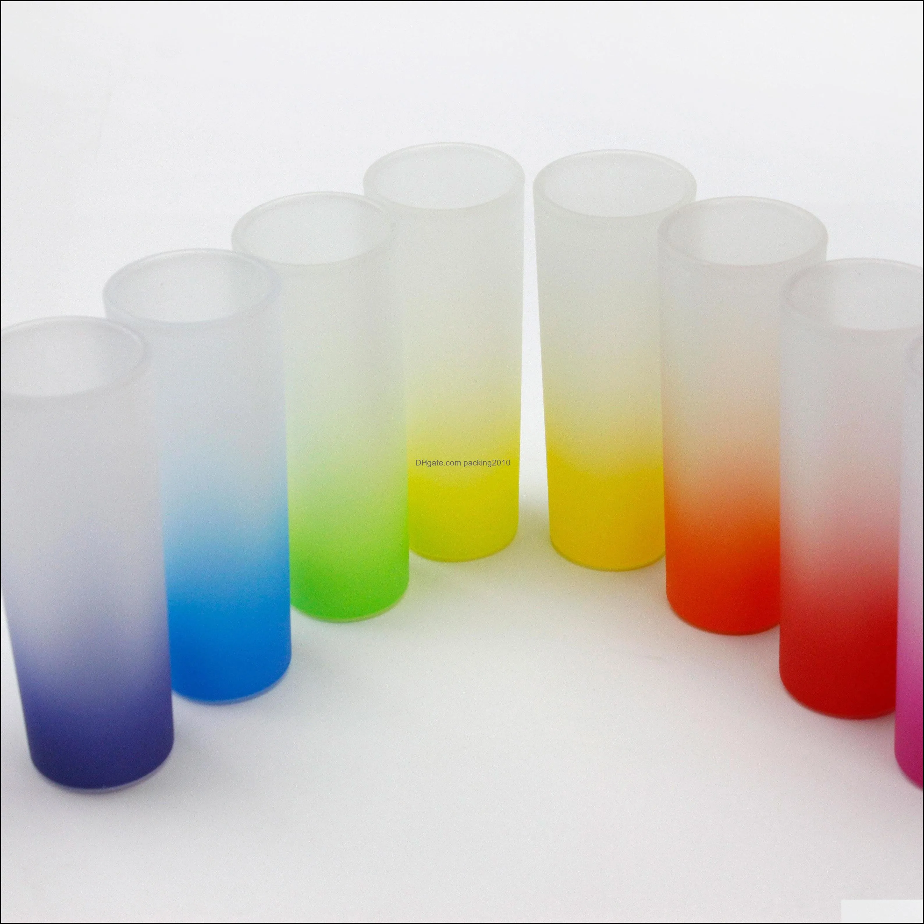3oz gradient rainbow colorful bottom frosted sublimation shot glass water bottle sublimation cup tumbler