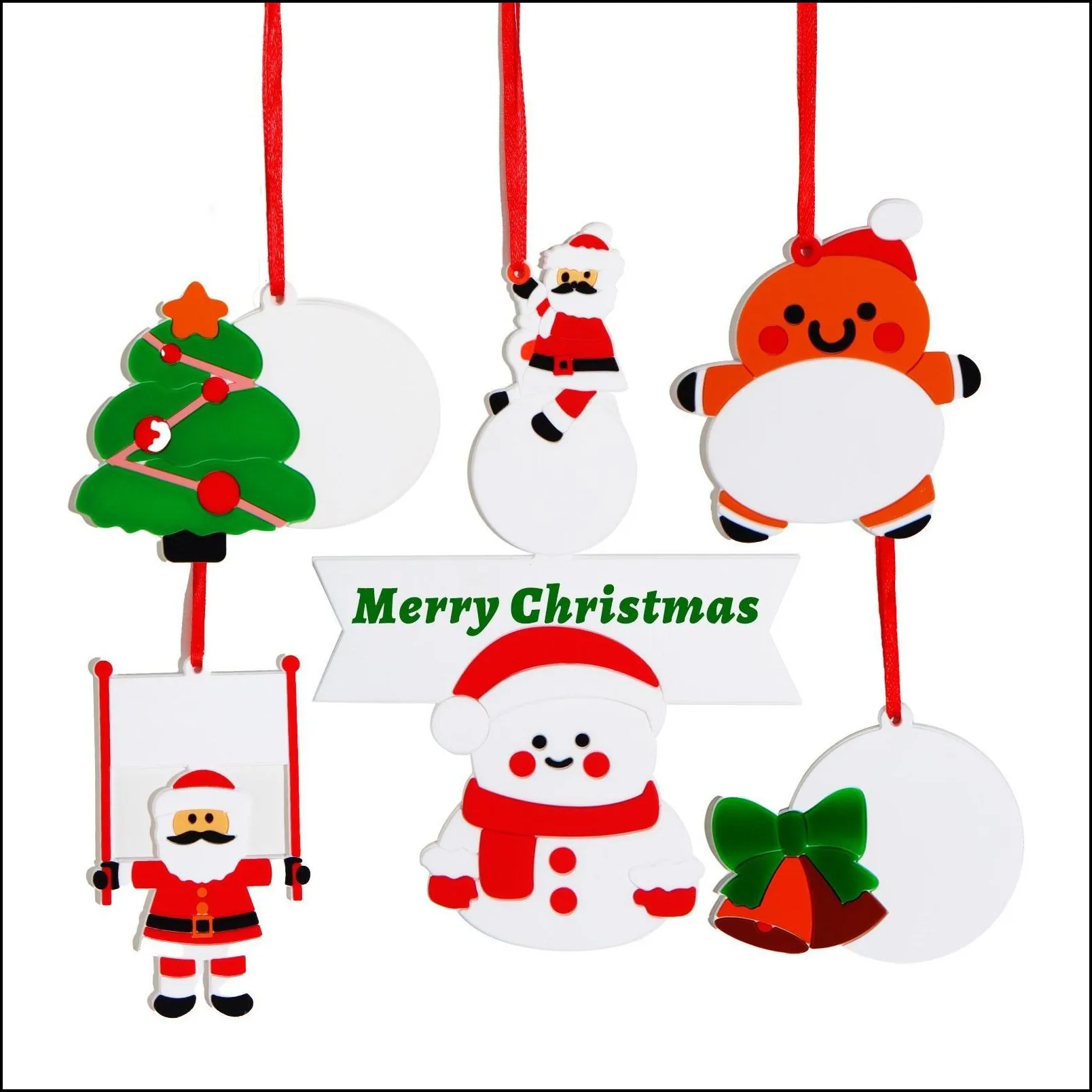 2022 christmas diy decoration 6 sets pvc xmas tree hanging ornament party pendant