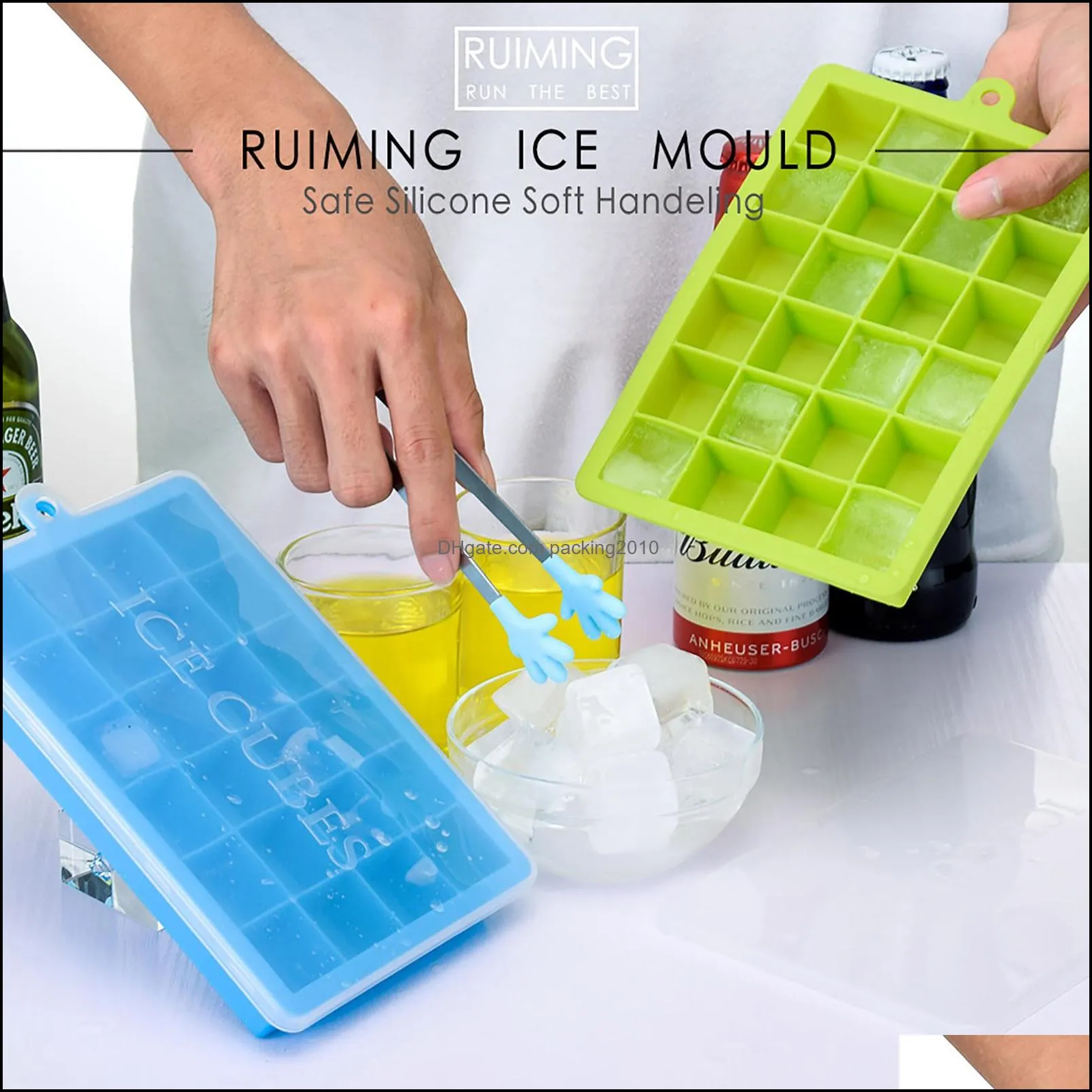 24 silicone ice cube tray with lid ice cube mold food grade silicone whiskey cocktail drink chocolate ice cream maker party bar