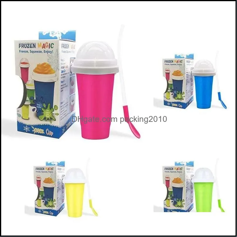 350ml ice buckets quickfrozen smoothies cups tumblers ecofriendly double layer silicone slushy maker cup squeeze slush cooling