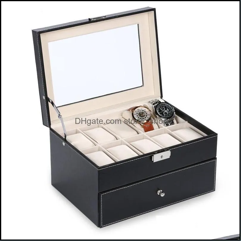 sikai new 20 grid slots watch box for jewelry organizer watch boxes display watches storage gift box case leather square jewelry