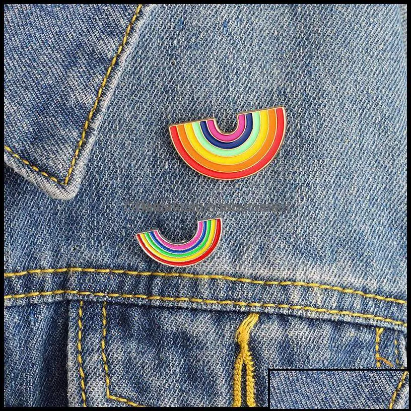 Pins, Brooches Jewelry Cartoon Rainbow And Clouds Enamel For Women Men Kid Collection Fashion Metal Lapel Badge Brooch Pins Gifts Drop