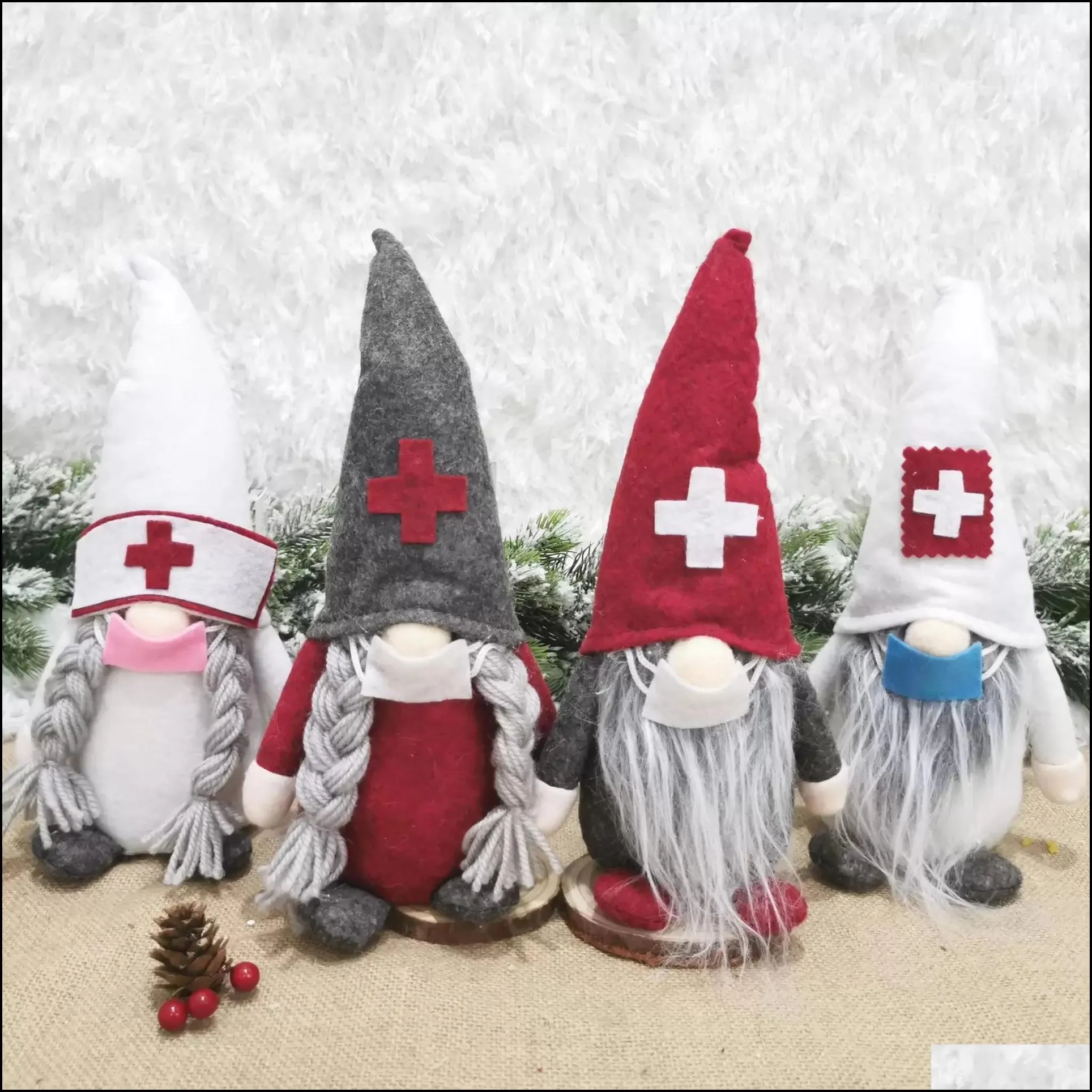 christmas doctor nurse gnome plush ornaments swedish santa xmas tree decor holiday home party decoration gifts