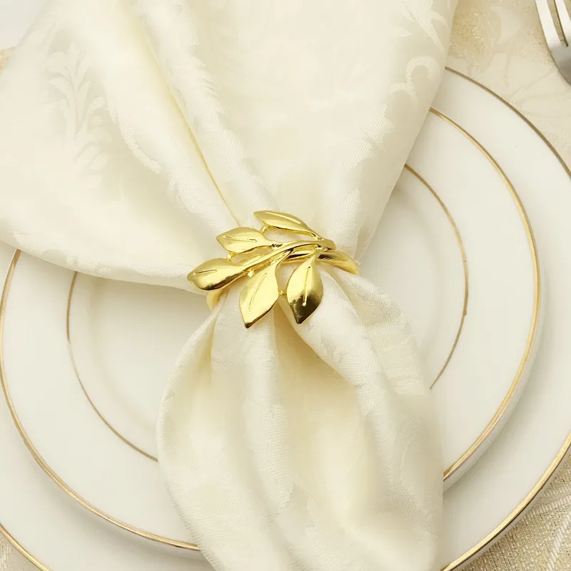 hotel napkin ring napkin holder fall leaves napkin buckle christmas wedding party gold napkin circle dinner table decor