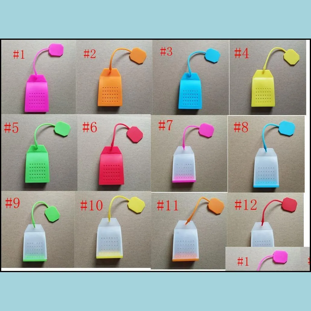 12 colors teastrainer tea art tools bag silicone spice herbal infuser filter creative tea bags leak mold