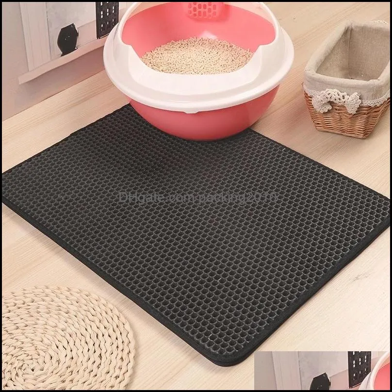 30cmx30cm cat litter mat foldable doublelayer cats mat bottom nonslip pet litter layer pet litter catcher mat cat cushion