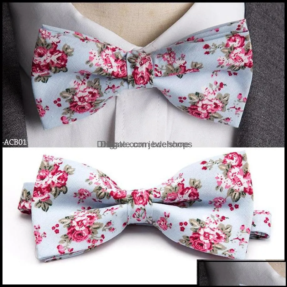 Neck Ties Fashion Accessories Mens Bow Tie Cotton Printing Rose Floral Wedding Parties Bowtie Noeud Papillon Homme Mariage Shirt As876