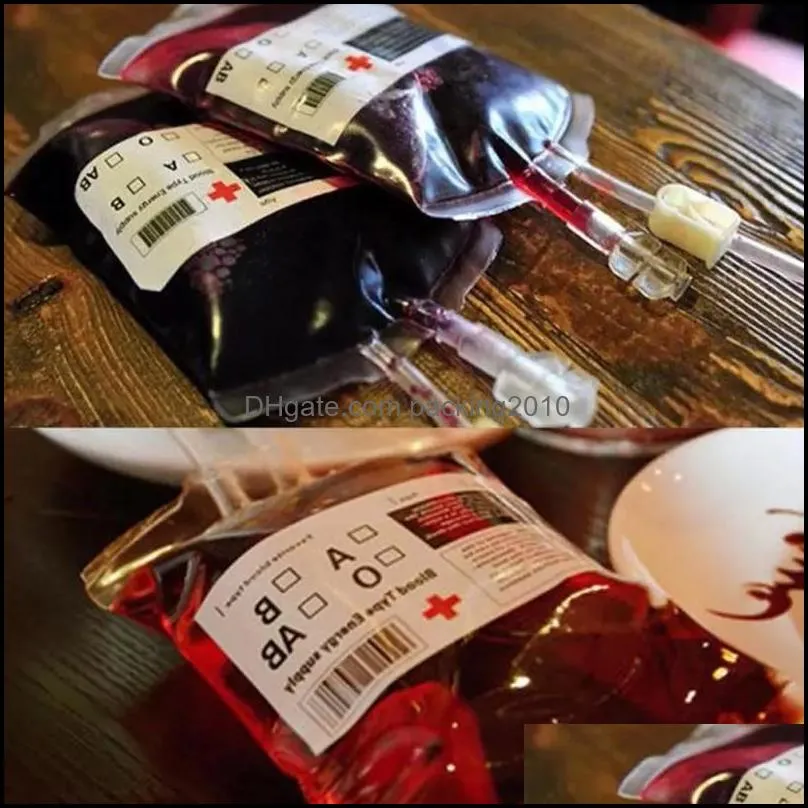 12oz 350ml blood juice energy drink bag halloween event party supplies pouch props vampires reusable package bags