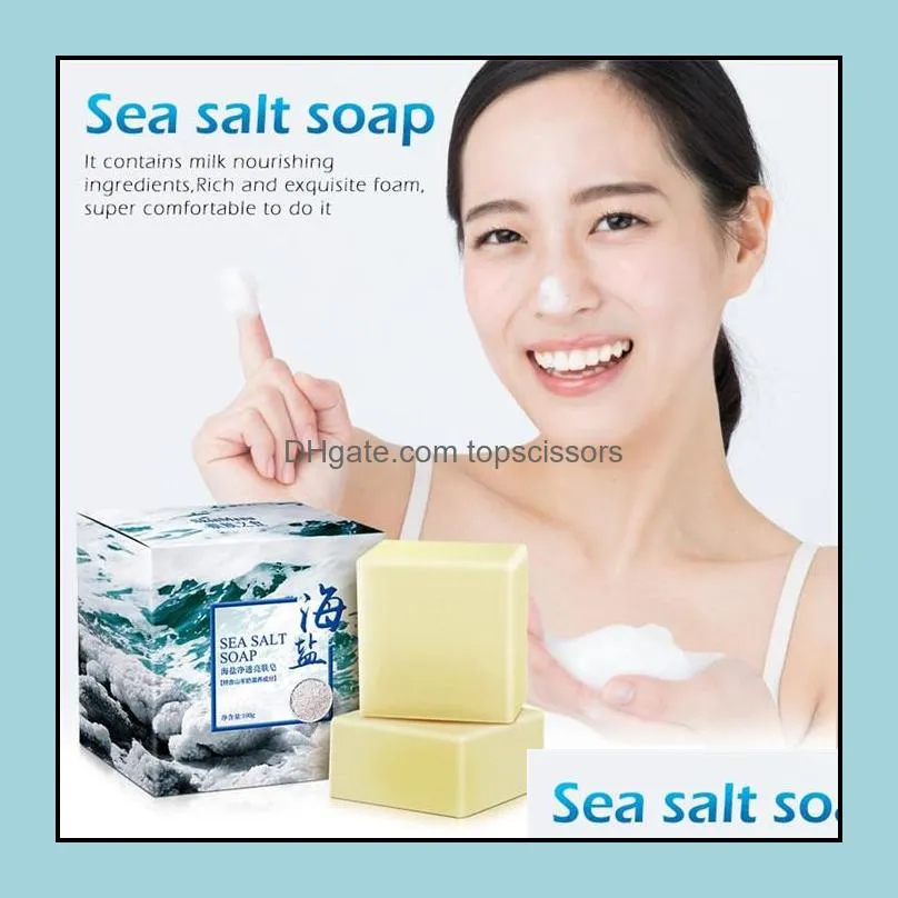 100g sea salt handmade natural goat milk soap face treatment wash soap bath shower body soaps