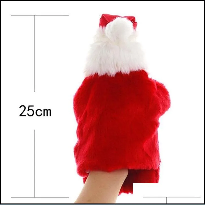 christmas hand cartoon santa claus plush puppets doll baby toys gifts wholesale