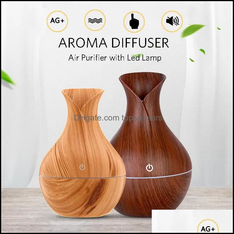  humidifier aroma oil diffuser wood grain ultrasonic wood air humidifier usb cool mini mist maker led lights for home
