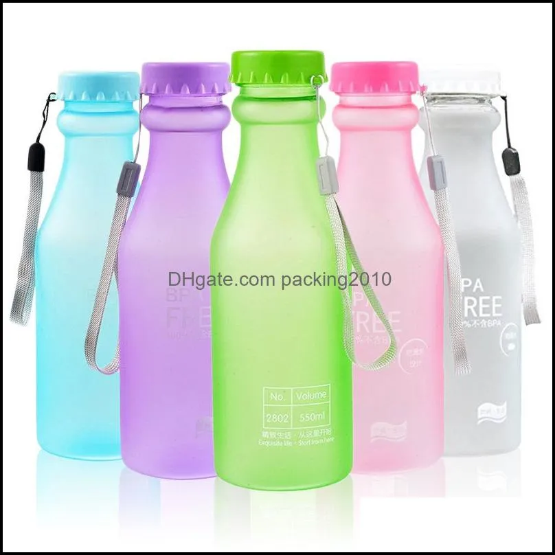 550ml candycolored water cup frosted leakproof plastic portable nonbreakable soda sealed beverage bottle mugs