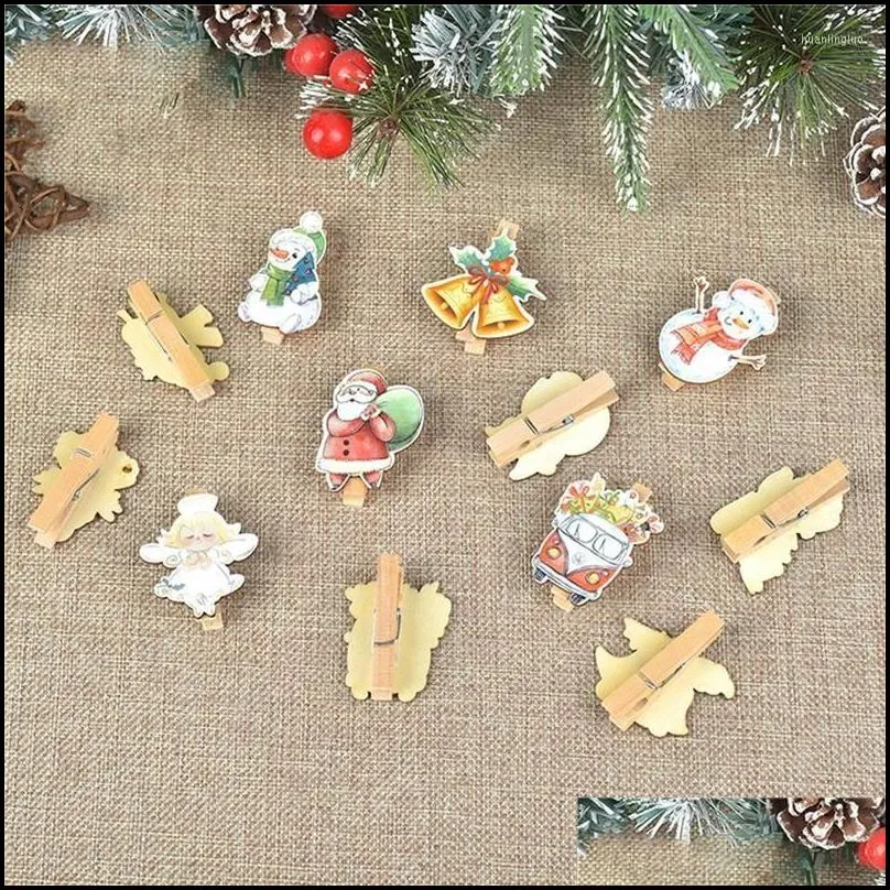 christmas decorations 10pcs mini wooden clips handicraft pictures papers clothespins home year party