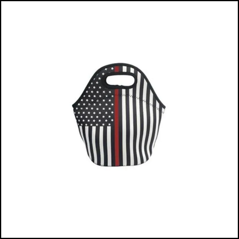 neoprene american flag lunch bag outdoor student insulation portable waterproof lunch storage bags