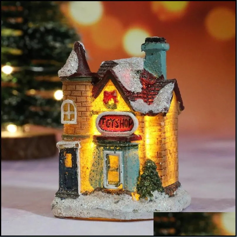 christmas house desk decoration resin led light ornaments crafts gift decor