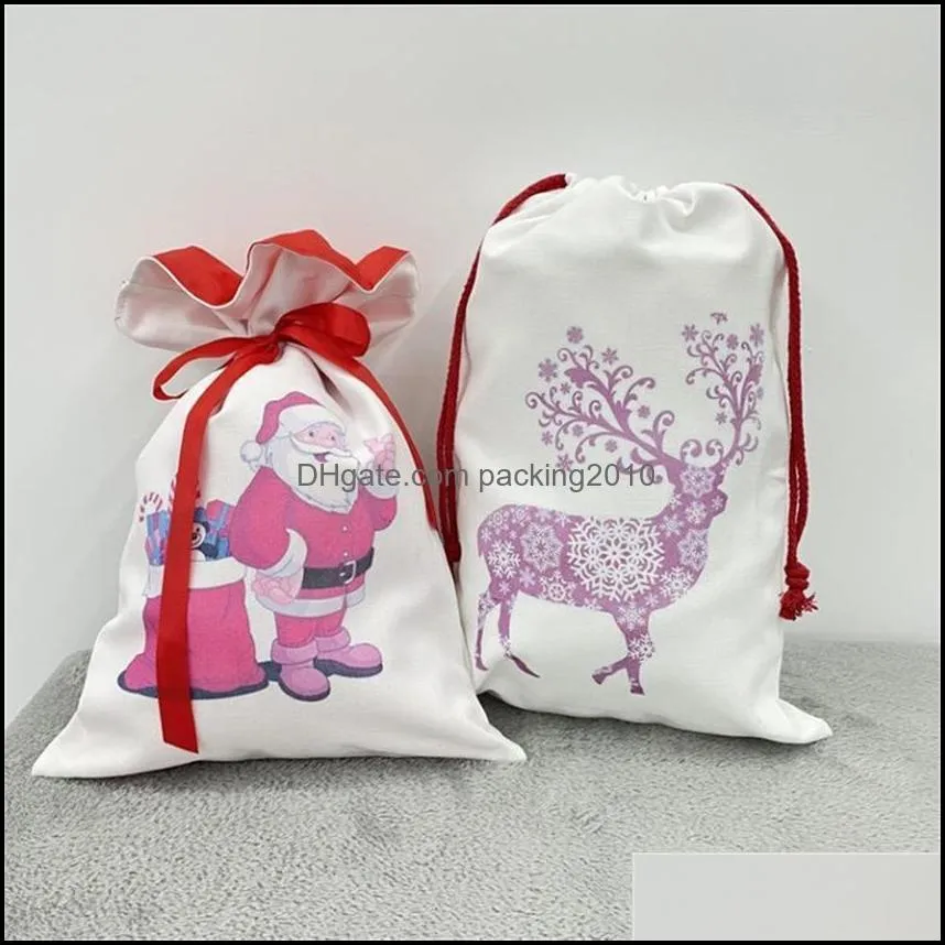 sublimation christmas santa sacks blanks double layer christmas canvas gift bag candy bags reusable personalized for xmas package storage small middle