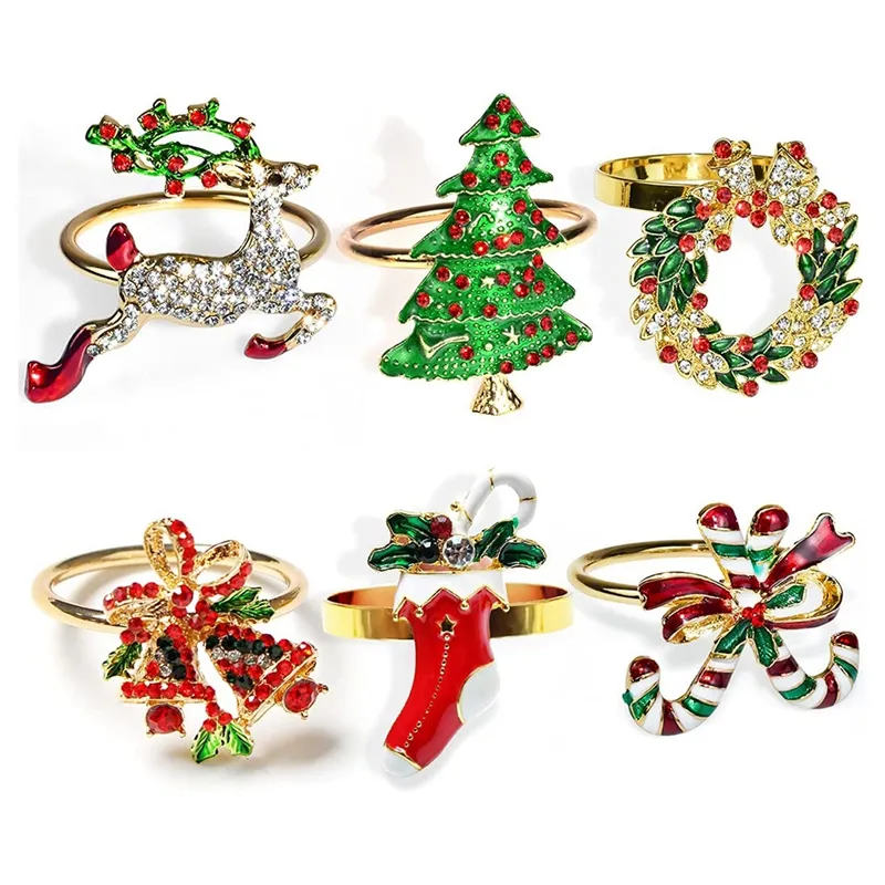 christmas napkin rings sets of gold napkin ring holders metal dinner tables rings for christmas weddings banquet