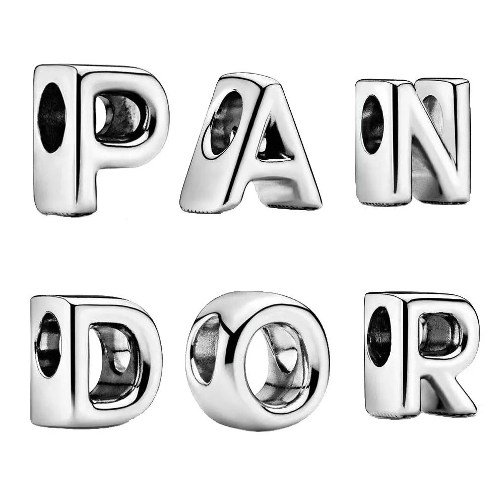 925 sterling silver beads alphabet letter charms fit original pandora bracelets women diy jewelry gift