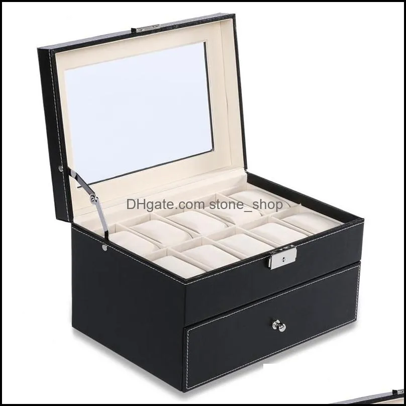 sikai new 20 grid slots watch box for jewelry organizer watch boxes display watches storage gift box case leather square jewelry