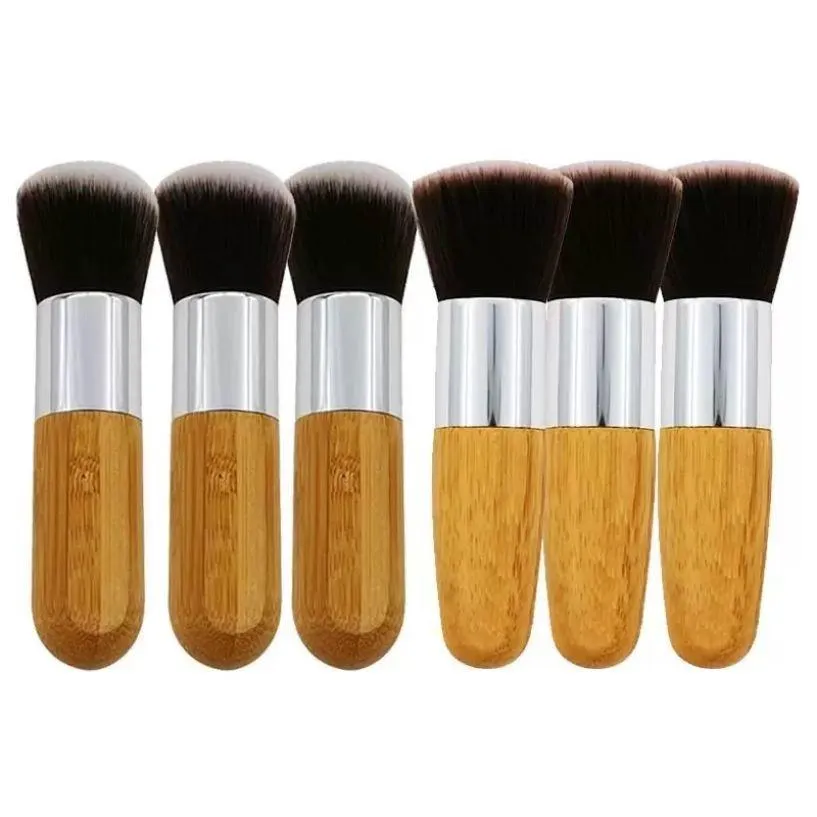 professional bamboo foundation brush powder concealer liquid foundation blush angled flat top base liquid cosmetics fy5572