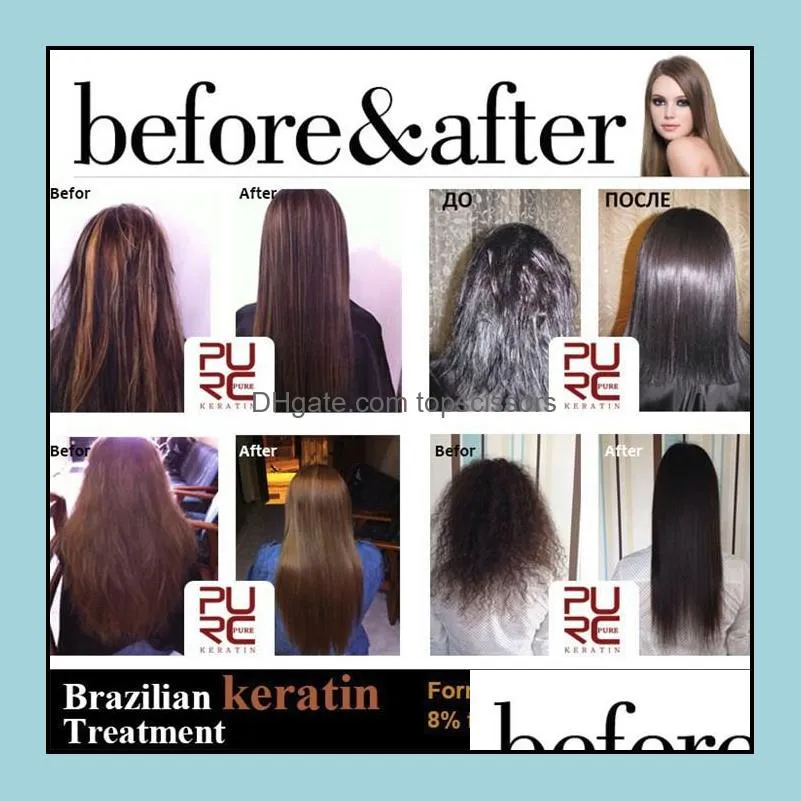 purc 12 banana flavor keratin treatment straightening hair repair damaged frizzy hair brazilian keratins treatments 100ml