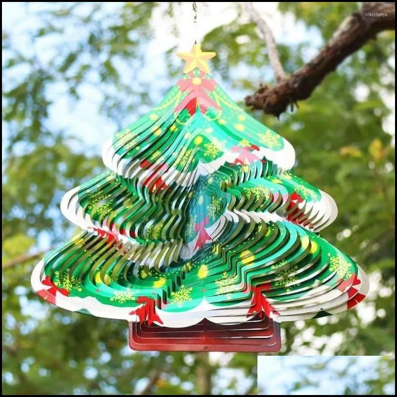 christmas decorations wind spinner 3d stainless steel tree shape chime metal indoor outd hanging