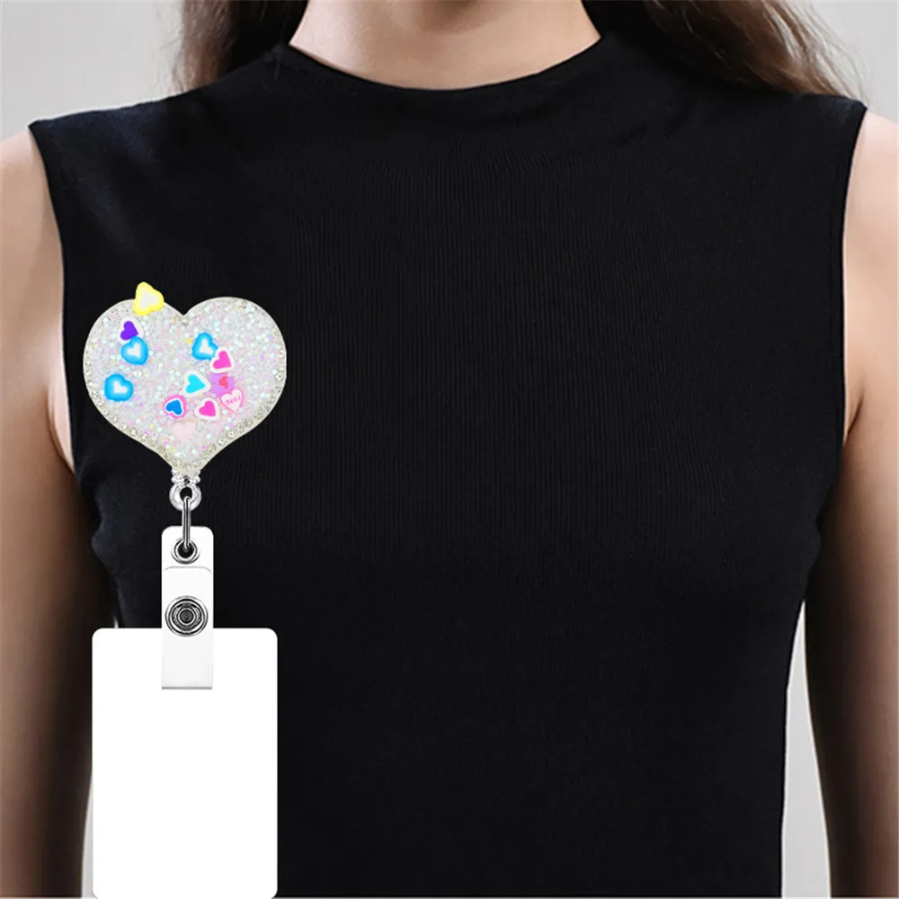 cute heart butterfly top quality retractable nurse badge holder clip id card holder keychains lanyard office school supplies