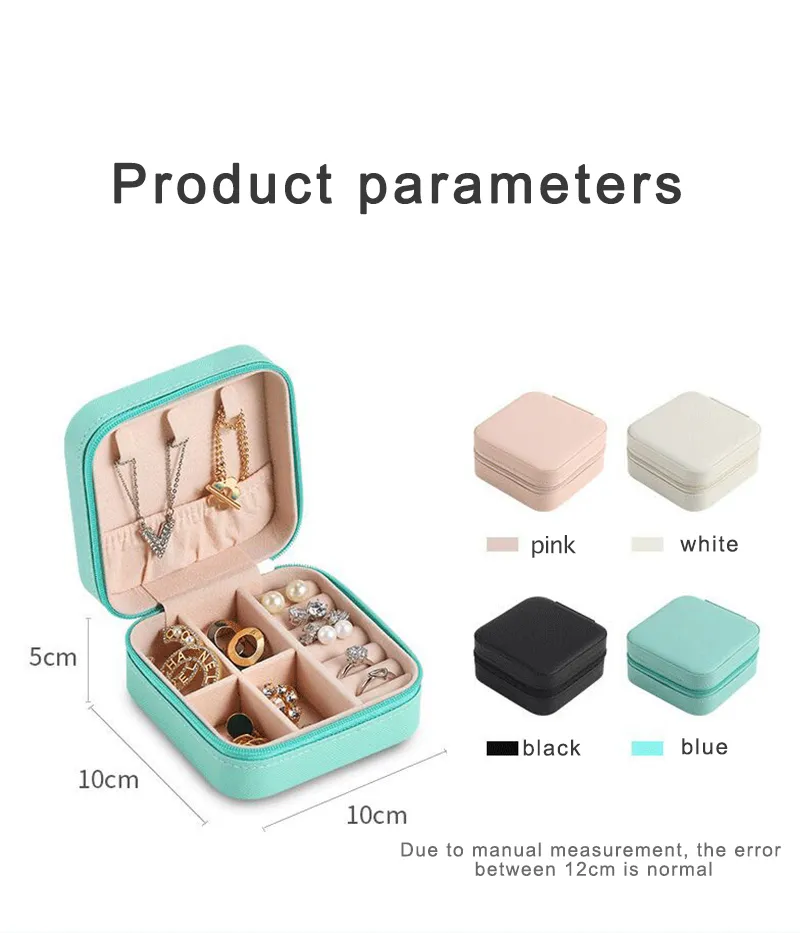 2022 new jewelry box with mirror travel simple storage organizer jewelry case earrings necklace ring display jewelry storage box jewelry packaging amp display