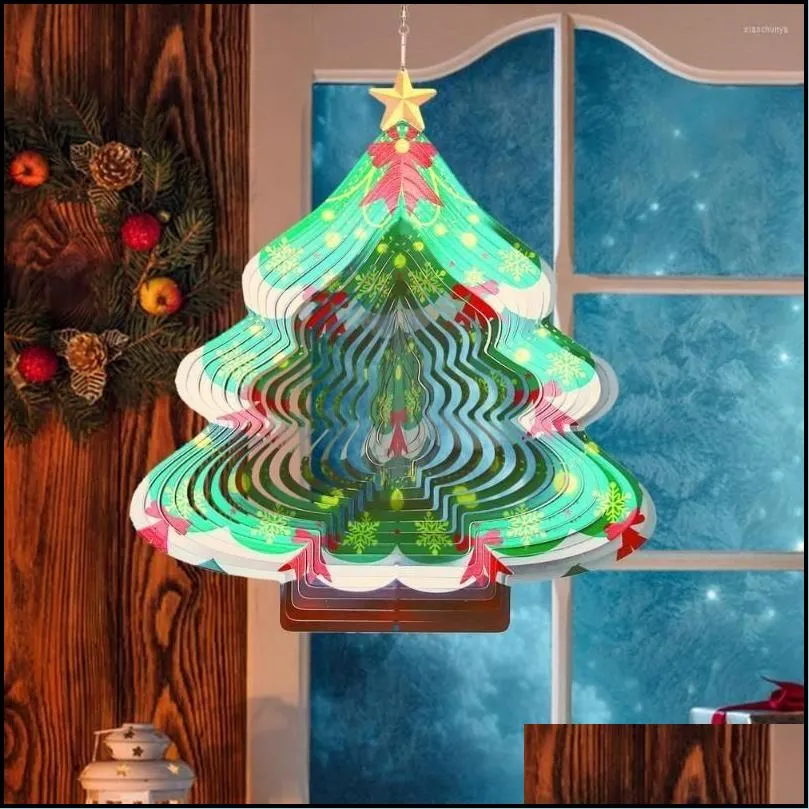 christmas decorations wind spinner 3d stainless steel tree shape chime metal indoor outd hanging