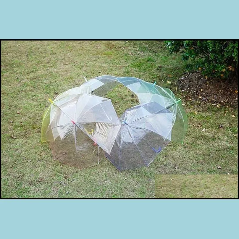 dhs clear transparent rain umbrella pvc rain dome bubble rain sun shade long handle straight stick