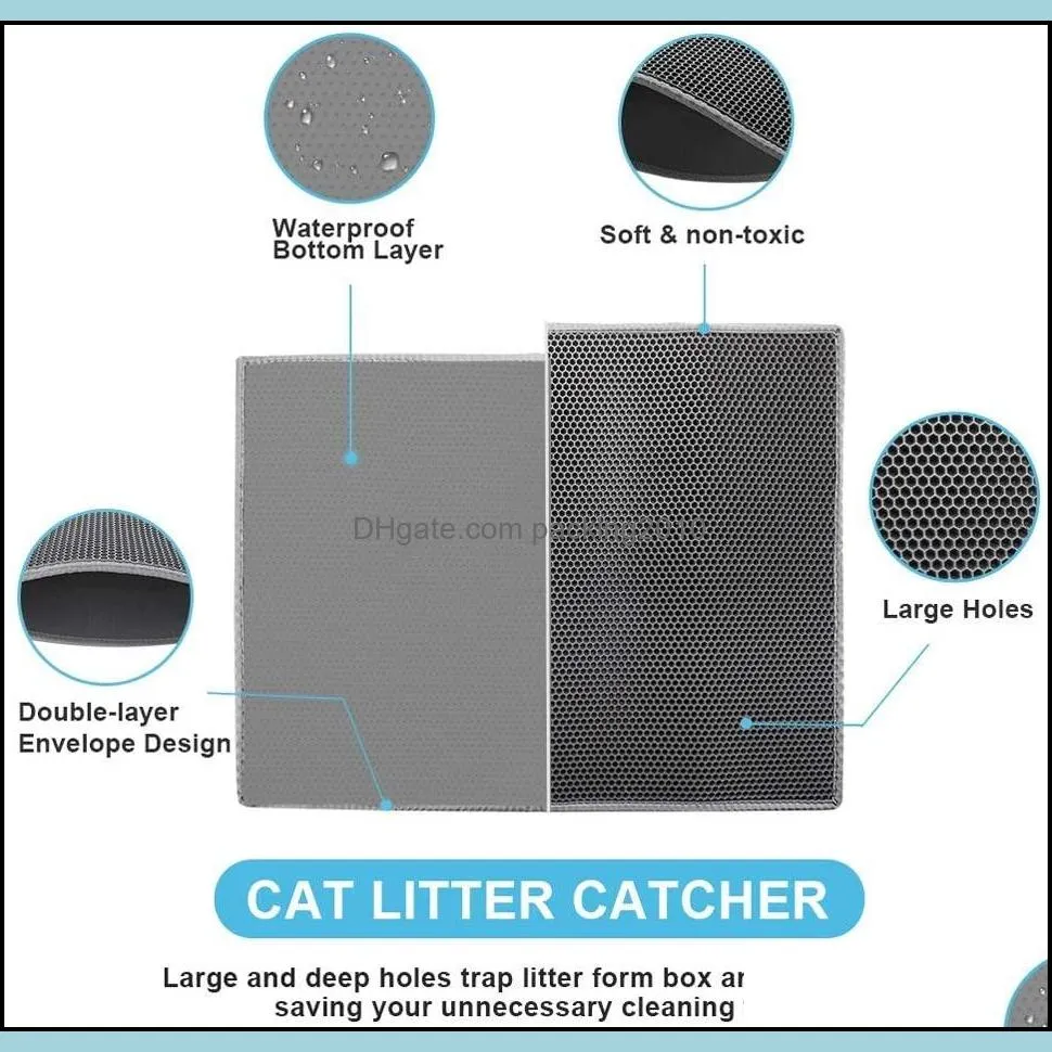 30cmx30cm cat litter mat foldable doublelayer cats mat bottom nonslip pet litter layer pet litter catcher mat cat cushion