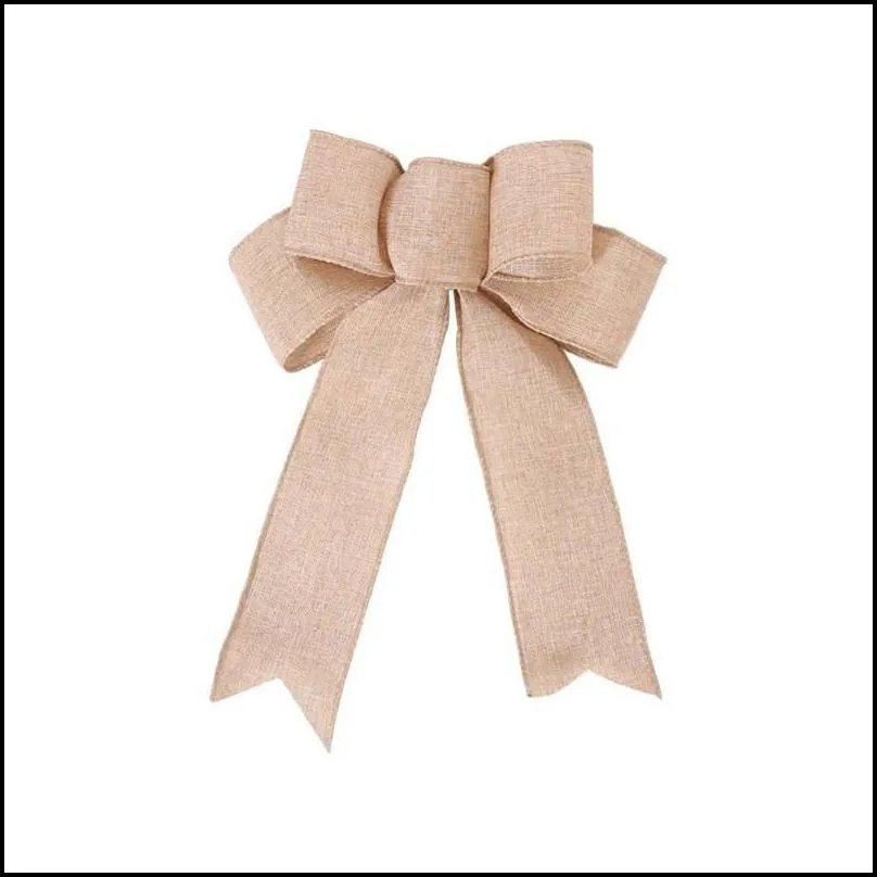 burlap christmas decorations bow handmade holiday gift tree decoration bows 9 colors fy3976