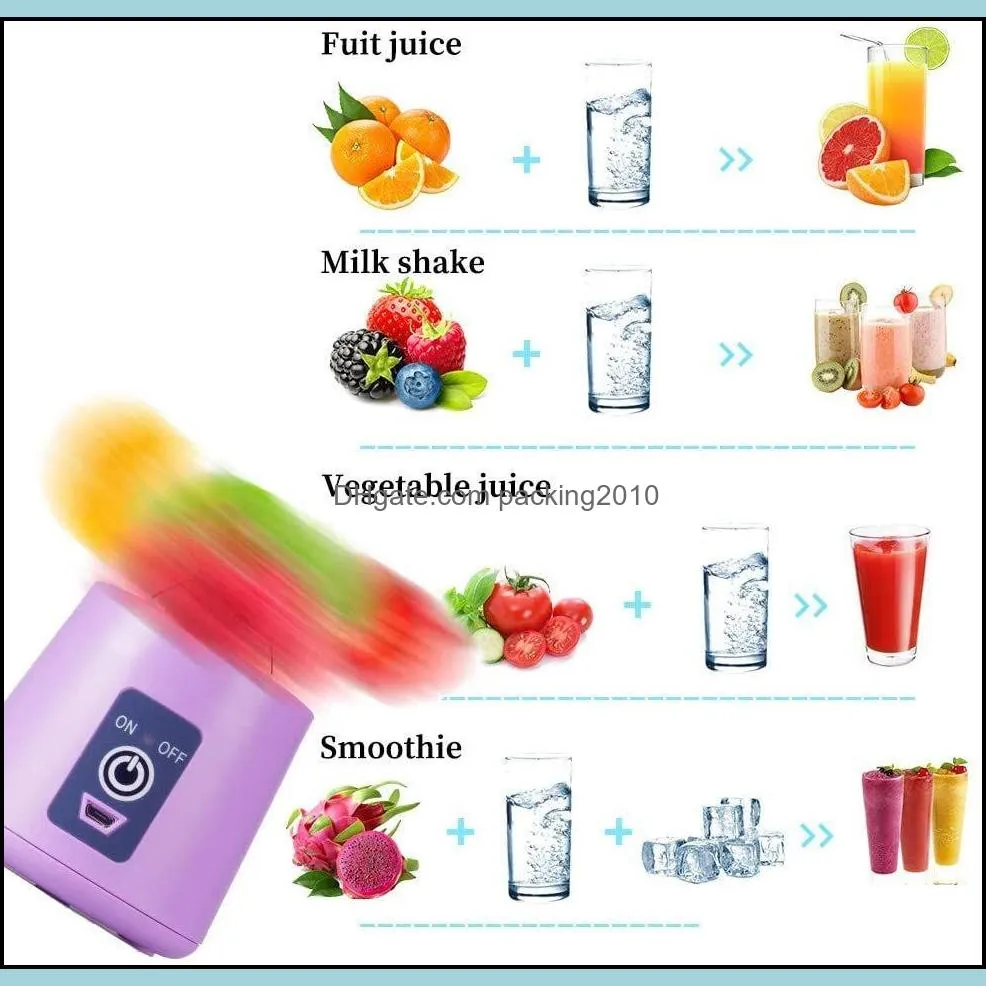 380ml vegetable tools personal blender portable mini usb juicer cup electric juicer bottle fruit tool