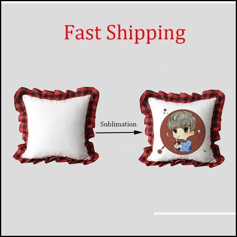 diy sublimation blank pillow case red lattice heat transfer printing cushion cover throw sofa pillowcover home decor