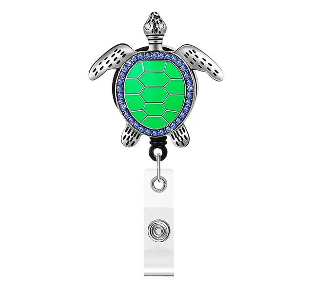 swan frog turtle diamond badge reel for credentials id name badges holder retractable rotatation easy pull lanyard badge clip