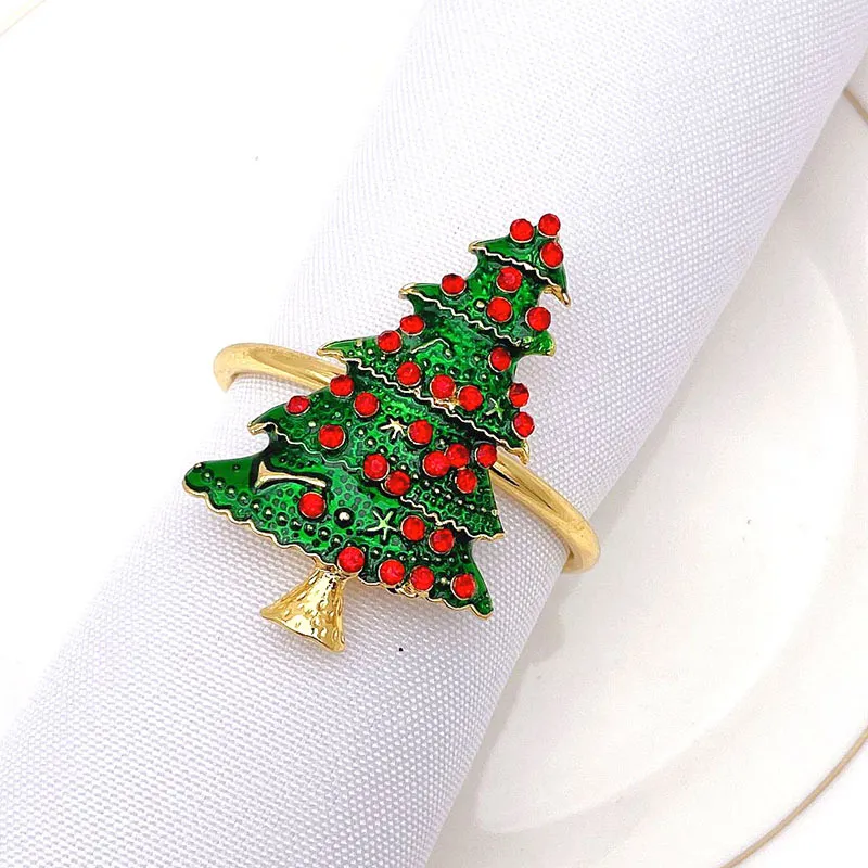 creative christmas ring xmas tree jingling bell santa claus crutch elk snowman napkin ring merry 2022 christmas supplies