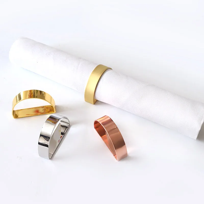 napkin ring dshaped napkins holder serviette buckle gold silver rose gold table decor wedding party table setting