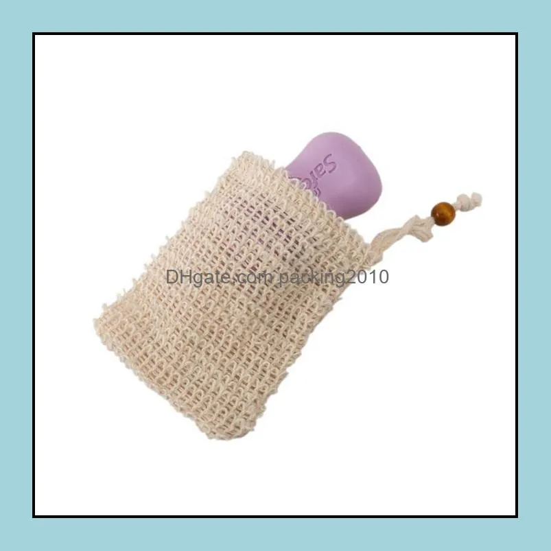 natural exfoliating mesh soap saver sisal soap saver bag pouch holder for shower bath foaming and drying fast dhs fy7323