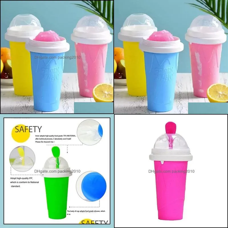 350ml ice buckets quickfrozen smoothies cups tumblers ecofriendly double layer silicone slushy maker cup squeeze slush cooling