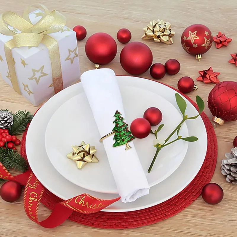 christmas napkin rings sets of gold napkin ring holders metal dinner tables rings for christmas weddings banquet