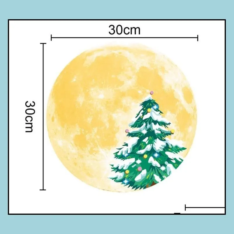 chirstmas moon luminous glow sticker night club fluorescent stickers decor xams snowman home wallwindow decoration