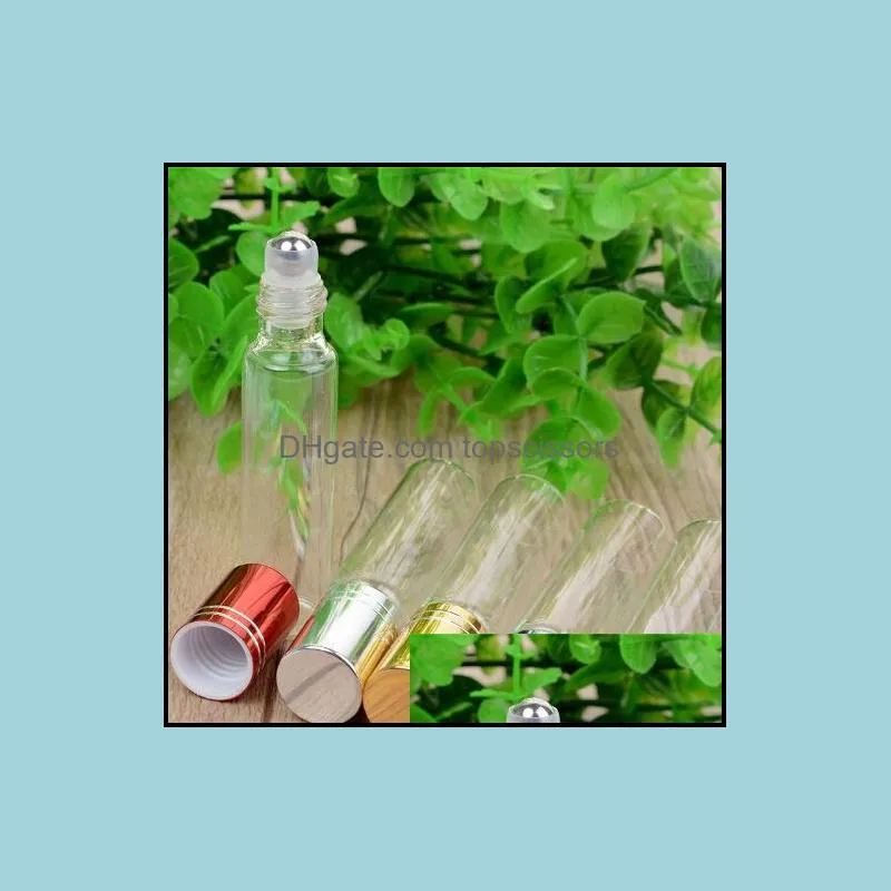 10ml travel clear roller refillable rollon glass perfume bottle lip balms roll on bottles shipping