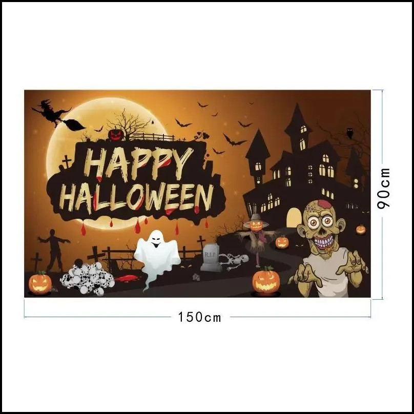 halloween banner background flags 90x150cm horror theme party decorations lantern pumpkin flag 37 styles dhs ship cpa4451