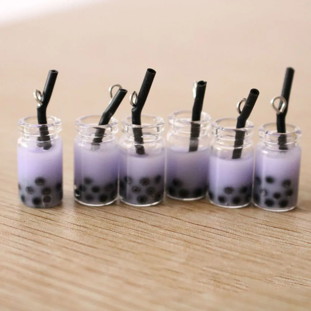 2resin pearl milk tea charms milk tea bottle pendant for jewelry diy handmade earrings bracelet necklace