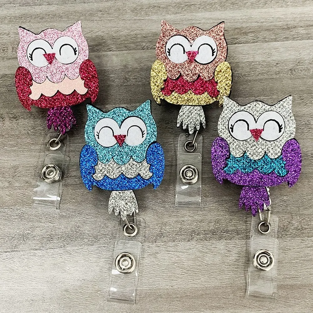 animals owl retractable nurse badge holder reel cute student id card holder keychains lanyard name tag holder