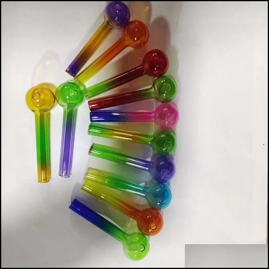 wholesale 4inch rainbow pyrex glass oil burner pipe colorful quality great tube nail tips smoking pipe